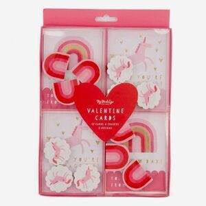 My Mind’s Eye 12 Pack Pink Rainbows & Unicorns Valentine’s Day Cards & Erasers